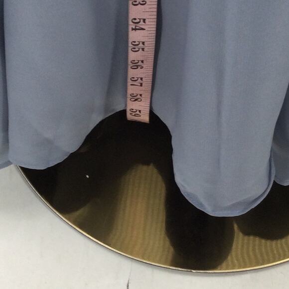 FORMAL PARTY 8 M slate blue boat neck faux wrap bridesmaid maxi dress NEW B159 - Picture 4 of 9